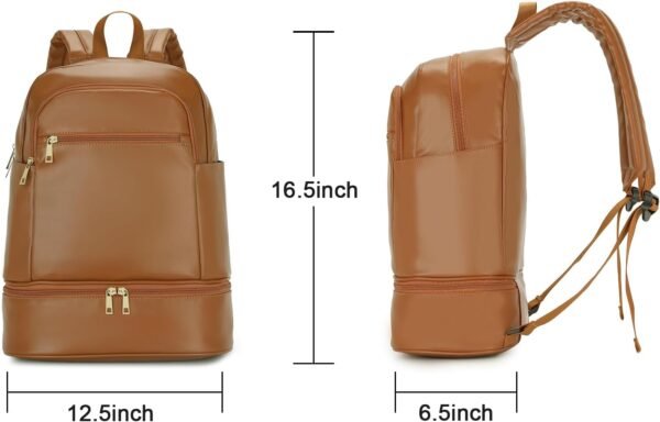 seyfocnia Gym Backpack for Women,Small Travel Backpack with Shoes Compartment Lightweight Backpack Waterproof Sports Backpack Casual Daypack-Brown - Image 6