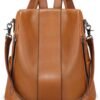 S-ZONE Leather Backpack Purses for Women Antitheft Soft Rucksack Ladies Shoulder Bag Medium