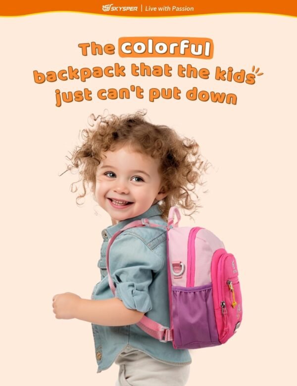 SKYSPER Toddler Backpack - Cute Kids Backpack Travel Preschool Bag Mini Girl Backpacks Small Kindergarten, 2 Year Old Boys and Girls - Image 2