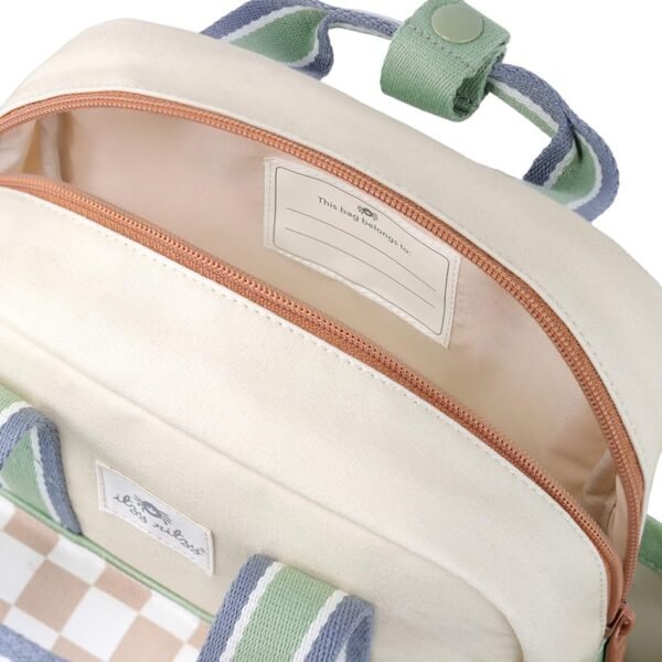 Itzy Ritzy Toddler Backpack - Daycare Bag - Features Adjustable Shoulder Straps, 2 Side Pockets & Spacious Interior with Wipeable Fabric Lining & Name Label, Checkerboard Backpack - Image 6