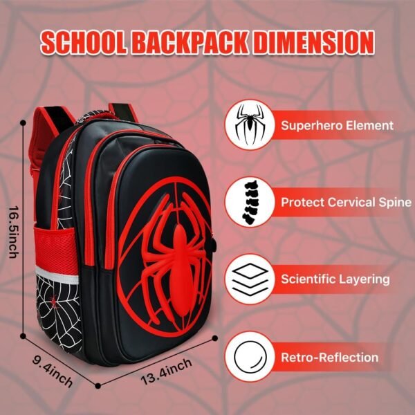 Kids School Backpack, Super Hero Cartoon Schoolbag Lightweight Waterproof Book Bag for Kids Boys Large Capacity Back to School Children Supplies Birthday,Halloween,Christmas Gifts - Image 2