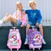 UFNDC 3PCS Rolling Backpack for Girls, Kids Unicorn School Backpacks with Wheels，Travel Roller Wheeled Bookbag - Image 6