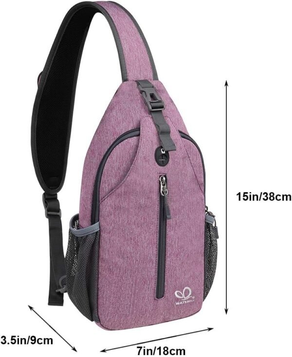 WATERFLY Crossbody Sling Backpack Sling Bag Travel Hiking Chest Bag Daypack - Image 2