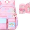 Girls Backpack,Backpacks for Girls,Kids Backpack with Compartments Elementary School Bag For Girls School Backpack for Girls (Pink)
