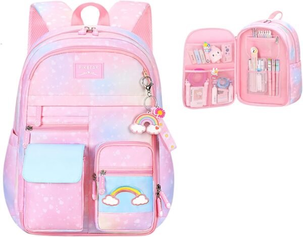 Girls Backpack,Backpacks for Girls,Kids Backpack with Compartments Elementary School Bag For Girls School Backpack for Girls (Pink)