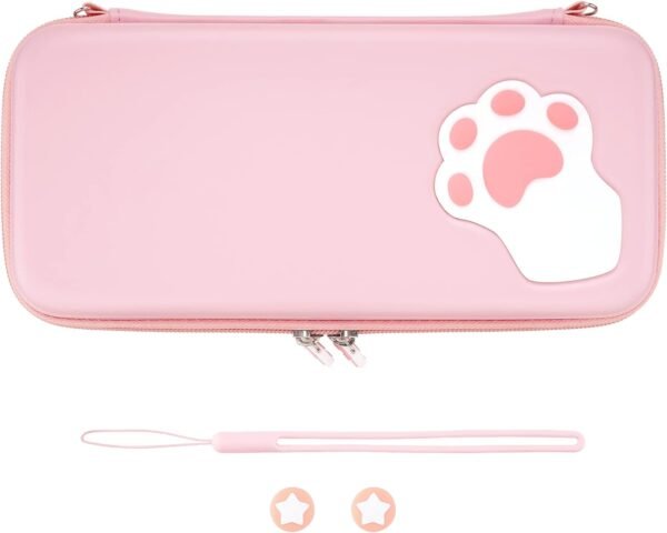 playvital Pink Cute Carrying Case for Nintendo Switch & Switch OLED, Portable Travel Storage Case for Switch - Image 8
