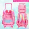 3PCS Rolling Backpack for Girls Boys, Kids Roller Wheeled Bookbag with Lunch Box, Backpacks with Wheels for Elementary - Image 5