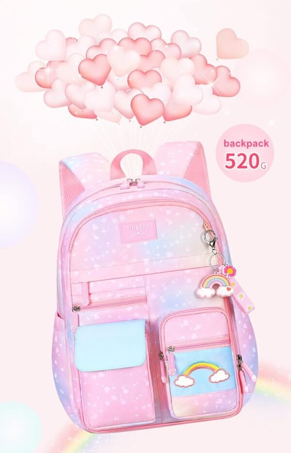 Girls Backpack,Backpacks for Girls,Kids Backpack with Compartments Elementary School Bag For Girls School Backpack for Girls (Pink) - Image 6