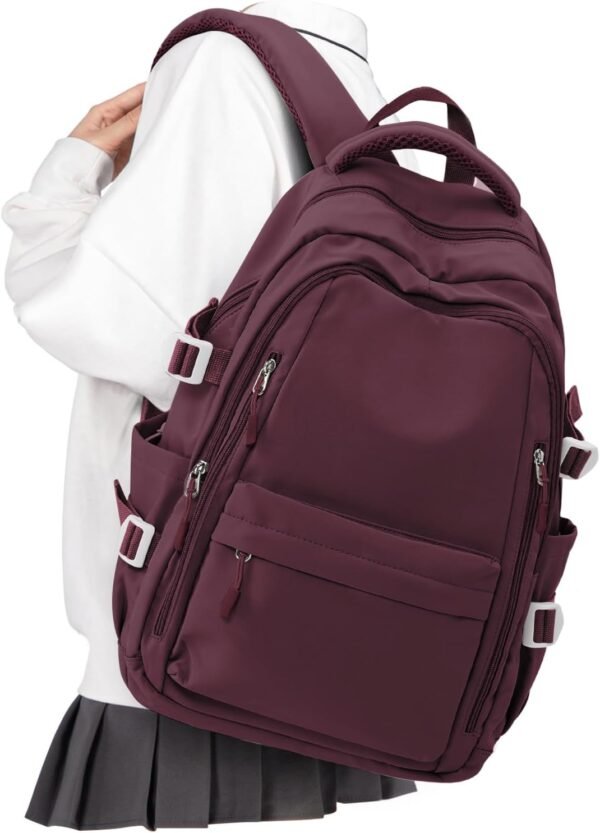 BOXSAM Lightweight Backpack for Women, Large Laptop Travel Backpack Casual Daypack Bag Rucksack for Men.Wine Red