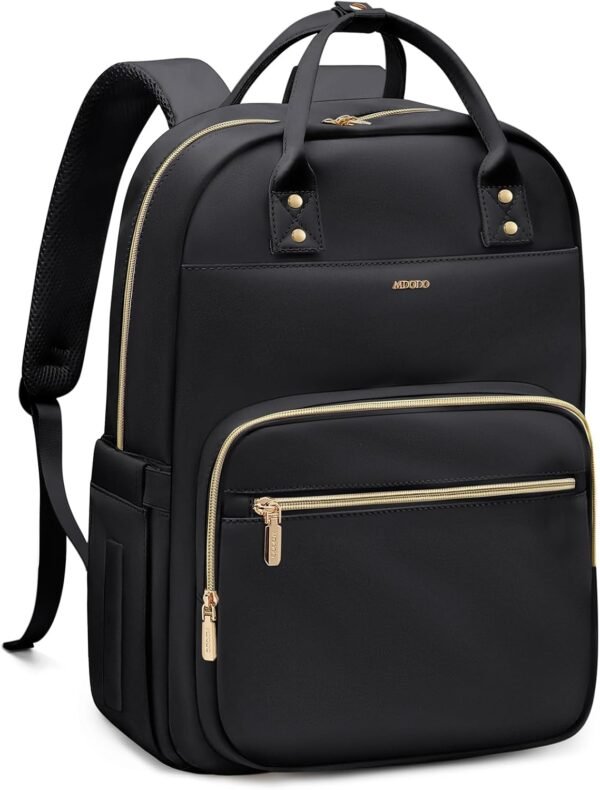 Laptop Backpack Women,15.6 Inch Teacher Backpack Laptop Bag with Laptop Compartment,Waterproof Daypack for Work Travel，Black
