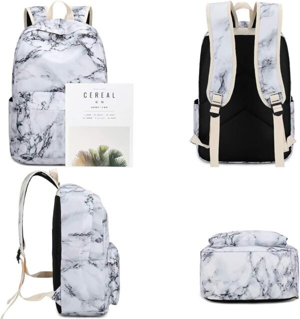 Backpack for Teen Girls Womens School Backpack Laptop Bookbags Travel Casual Rucksack Daypacks (Marble) One_Size - Image 3