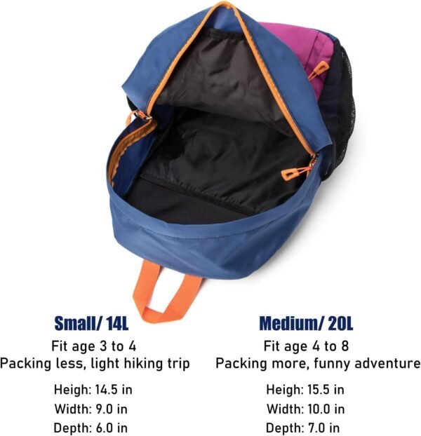 Little Kids Hiking Backpack, Toddler Backpack for Boys or Girls, Ideal for a Day Outdoor Adventures (Purple, Kids - Medium) - Image 7