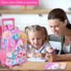 4PCS Rolling Backpack for Girls,Kids Unicorn Bookbag with Roller Wheels, Suitcase School Bag Set for Toddler Elementary - Image 8
