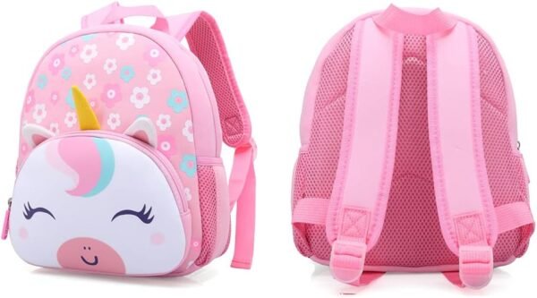 KK CRAFTS Preschool Backpack Toddler Neoprene Animal Schoolbag Lunch backpack for Kids Boys Girls(Floral Unicorn) - Image 5