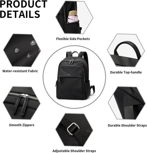 GOLF SUPAGS Laptop Backpack for Women Computer Bag Fits 14 Inch Notebook Travel College Work Backpack Purse (Black) - Image 3