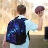 ZORFIN Backpack for School Travel: Bookbag for Girls Boys - Laptop Backpack with Multiple Compartments - Cyberspace Galaxy - Image 2