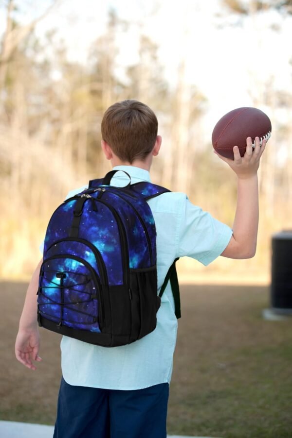 ZORFIN Backpack for School Travel: Bookbag for Girls Boys - Laptop Backpack with Multiple Compartments - Cyberspace Galaxy - Image 2