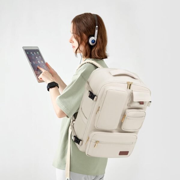 LOVEVOOK Travel Backpack for Women, Carry-On Backpack with Laptop Compartment, 30L Lightweight Waterproof Personal Item Travel Bag, Off White - Image 7