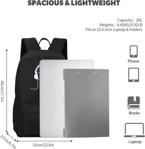 SAMIT Anime Luminous Backpack with USB Charging Port & Anti Theft Lock &Pencil Case Daypack Laptop Backpack - Image 7