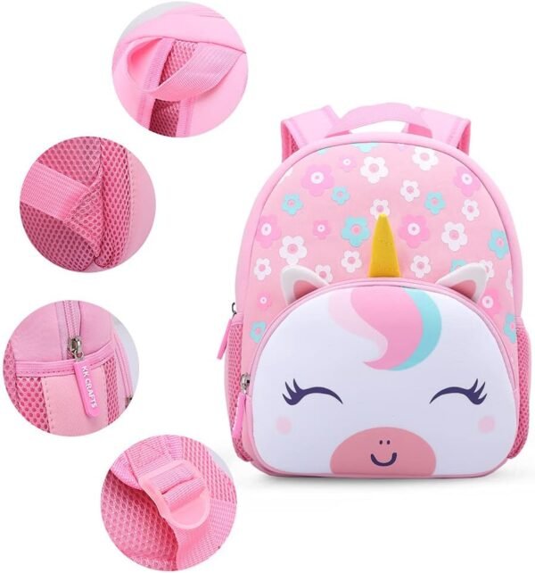 KK CRAFTS Preschool Backpack Toddler Neoprene Animal Schoolbag Lunch backpack for Kids Boys Girls(Floral Unicorn) - Image 3