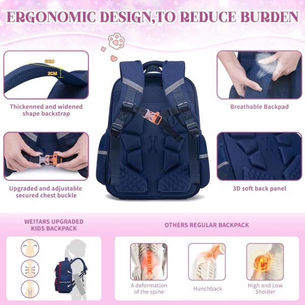 Weitars Kids Backpack Preschool Kindergarten Backpack for Boys Girls Elementary School Backpack Children Backpack Kid BooKbag - Image 3