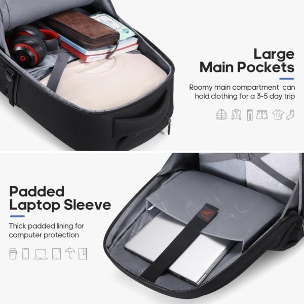 Rolling Backpack,16inch Wheeled Laptop Backpack, Carry on Underseat Bag with Wheels, Overnight Weekender Small Travel Suitcase for Men Women - Image 4