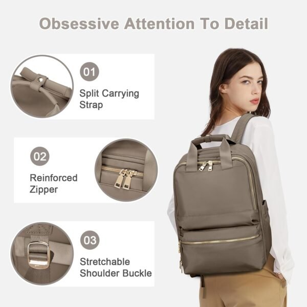 Travel Backpack Carry On Flight Approved Small Travel Backpack For Women Carry On Backpack Personal Item Travel Bag Laptop Teacher Backpack Work Backpack For Traveling On Airplane Dark Brown - Image 2
