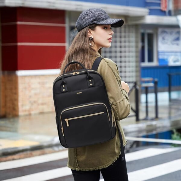 Laptop Backpack Women,15.6 Inch Teacher Backpack Laptop Bag with Laptop Compartment,Waterproof Daypack for Work Travel，Black - Image 8