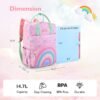 mommore Kids Backpack Girls, Durable Large Toddler Bookbag with Double Handles, Water Resistant Rainbow Backpack with Chest Strap for Preschool Kindergarten Travel - Image 5