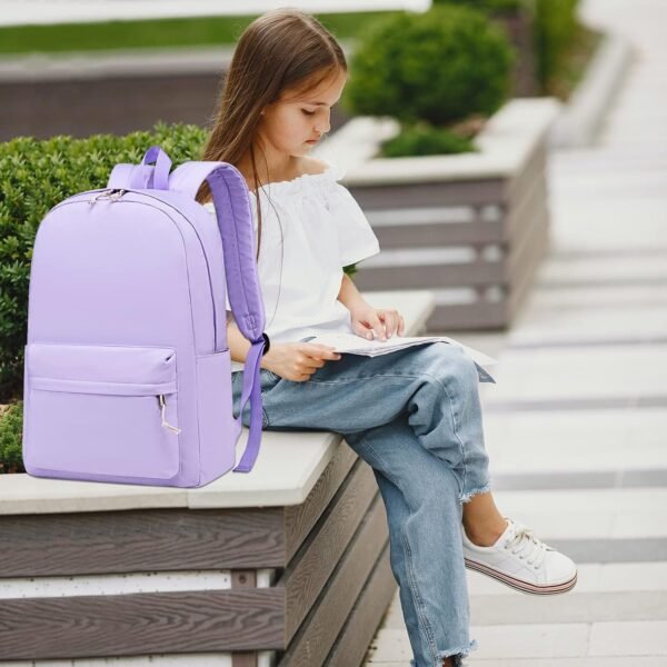 School Backpack for Teen Girls Kids Bookbags Elementary Middle School Laptop Bags Women Travel Daypacks (Purple) - Image 8