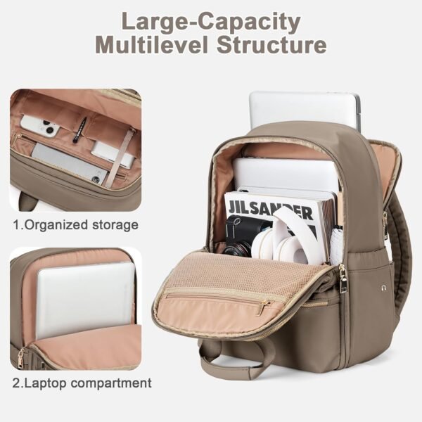 Travel Backpack Carry On Flight Approved Small Travel Backpack For Women Carry On Backpack Personal Item Travel Bag Laptop Teacher Backpack Work Backpack For Traveling On Airplane Dark Brown - Image 4