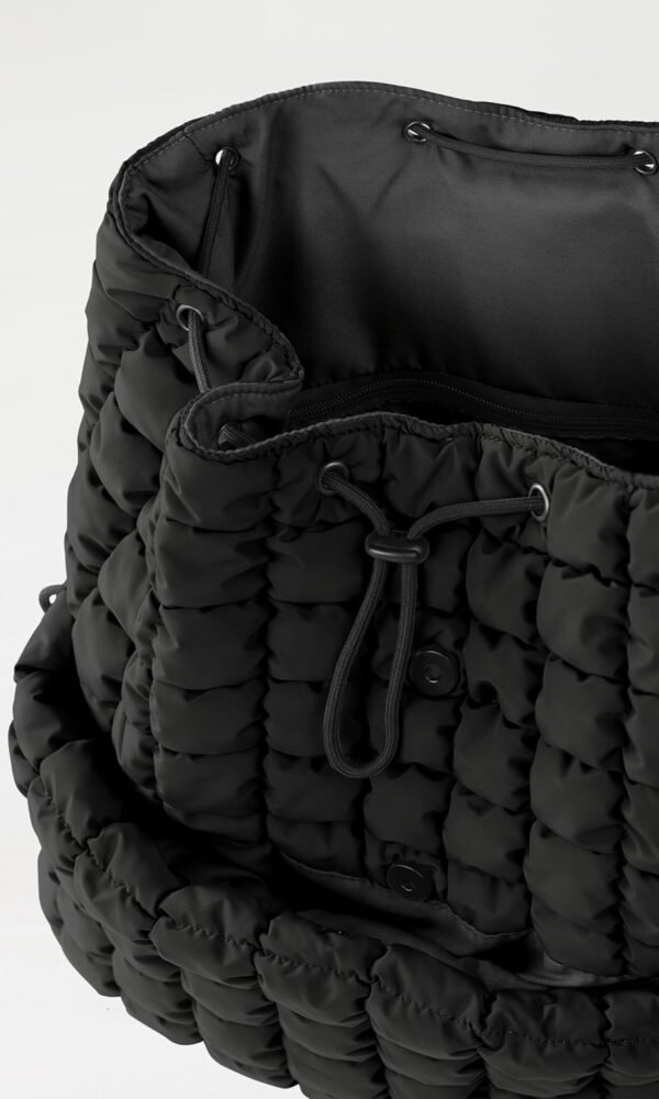 ODODOS Quilted Backpack for Women Lightweight Puffer Hiker Pack Drawstring Padding Travel Gym Bag, Black - Image 5
