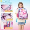 WAWSAM Dinosaur Backpack for Girls - Pink Kids Backpack for School 15” Preschool Kindergarten Elementary Schoolbag Book Bags Travel Casual Backpack with Chest Strap - Image 4
