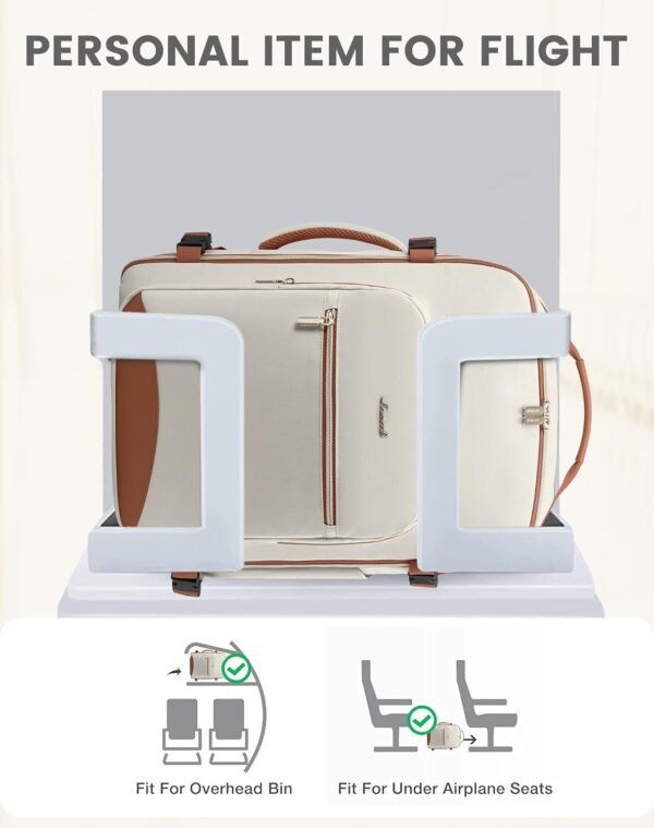 LOVEVOOK Travel Backpack Women, Flight Approved Carry On with 17.3inch Laptop Compartment, Personal Item with 3 Packing Cubes, Perfect for College, Hiking, Overnight - Beige - Image 2