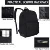 SUPACOOL Lightweight Casual Travel Backpack with USB Charging Port for Men and Women, Laptop Backpack for College School boys and girls, Bookbag, High School Backpack for Teens (Full Black) - Image 4