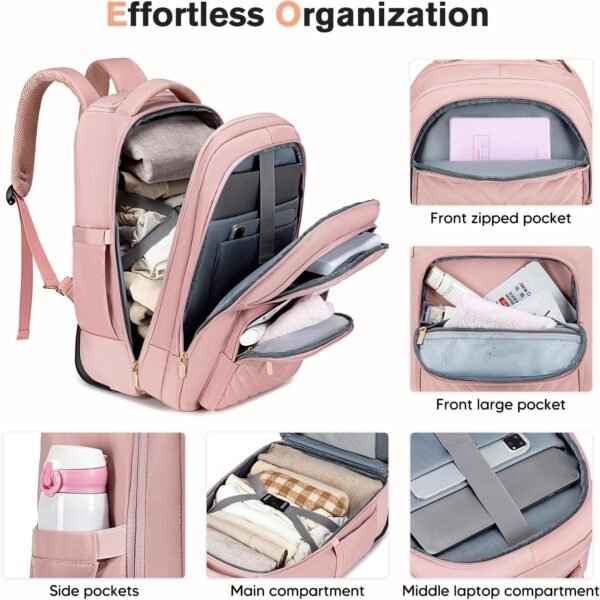 Rolling Backpack for Women Adults with wheels, Travel Backpack Carry on Luggage 22x14x9 Airline Approved, 17.3 Inch Laptop Backpack Bag with Wheels, Large Wheeled Backpack for Travel Work Business - Image 2