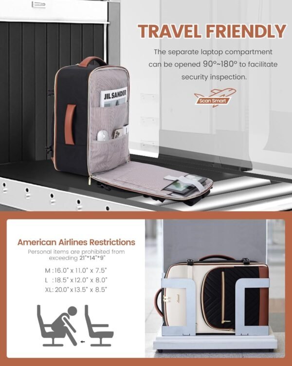 LOVEVOOK Travel Backpack for Women,50L Carry On Backpack for Airplanes,18 Inch Laptop Personal Item Travel Bag,TSA Approved Carry On Luggage,Waterproof Weekender Business Hiking Bag - Image 2