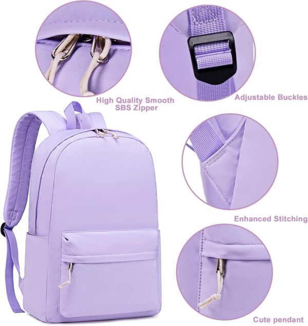 School Backpack for Teen Girls Kids Bookbags Elementary Middle School Laptop Bags Women Travel Daypacks (Purple) - Image 9