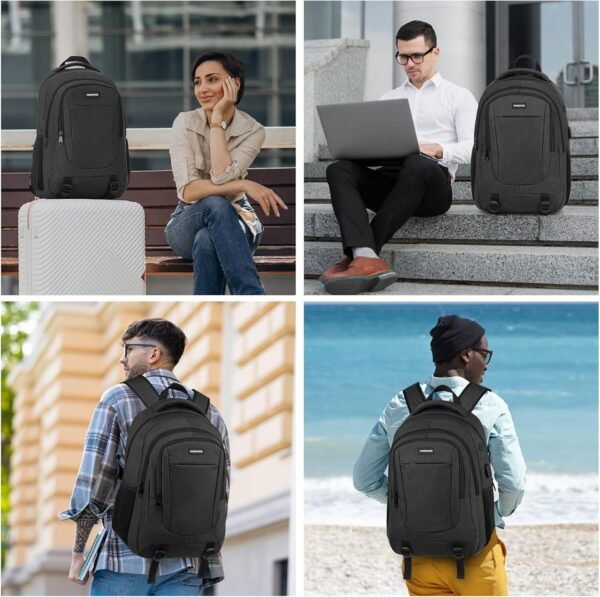 Backpack for Men and Women, School Backpacks for Teens Boys, 15.6 Inch Large College Bookbag Durable Computer Laptop Bag with USB Charger Port for Business Work Travel, Black - Image 7