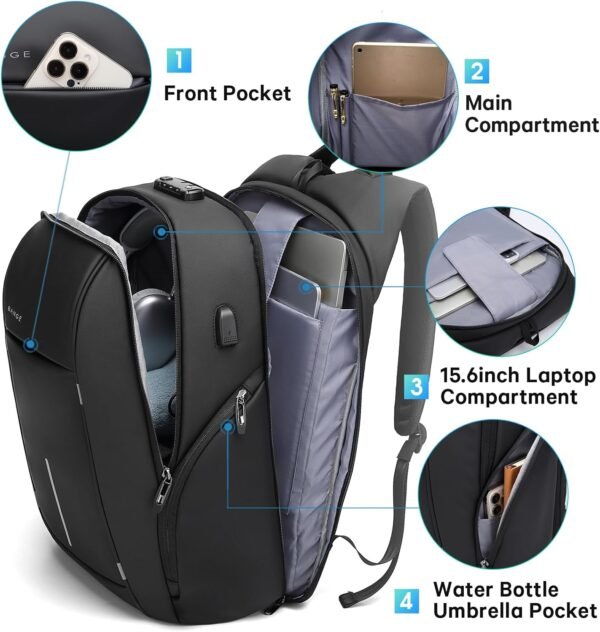 BANGE Travel Backpack,Lightweight Work Backpacks for Men, Laptop Backpack for 15.6Inch, Fashion Backpack for Men and Women… - Image 3
