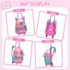 HTgroce 3PCS Rolling Backpack for Girls, Girls Glitter Bookbag with Roller Wheels, Kindergarten Wheeled Backpack for Girls with Lunch Box - Image 4