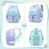 3PCS School Backpack for Girls, Kids Backpack for Girls with Lunch Box Pencil Case, Cute Kawaii Mermaid Backpack for Girls, Schoolbag Bookbag for Kindergarten Elementary Middle High School - Image 6