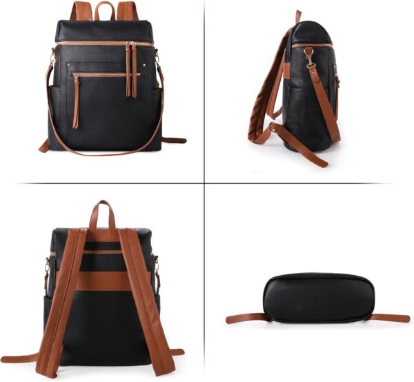 MEEJUNE Large Leather Backpack for Women Backpack Purse with Luggage Strap Crossdody Bag Travel Fashion Backpack Designer Ladies Shoulder bag with Adjustable Strap - Image 2