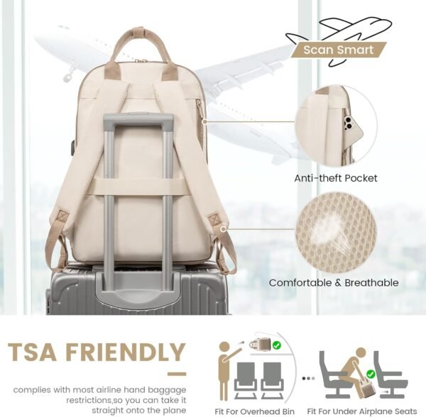 LOVEVOOK Laptop Backpack for Women 15.6 Inch,Cute Backpack Laptop Bag with USB Port,Waterproof Travel Backpack Purse Teacher Nurse Bag Fashion Computer Bag for Work - Image 3