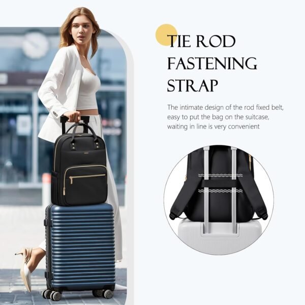 Laptop Backpack Women,15.6 Inch Teacher Backpack Laptop Bag with Laptop Compartment,Waterproof Daypack for Work Travel，Black - Image 4