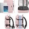 Kellyon Travel Laptop Backpack for Women, Expandable Carry on Backpack Flight Approved, 32L Personal Item Bags for Airplanes, Lightweight Backpack for Hiking Weekender College Bag, Pink - Image 3
