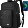 Backpack for Men and Women, Casual School Backpack Teen Boys and Girls Lightweight 15.6 Inch Laptop Bookbag with USB Charger for College Work Travel (Black)