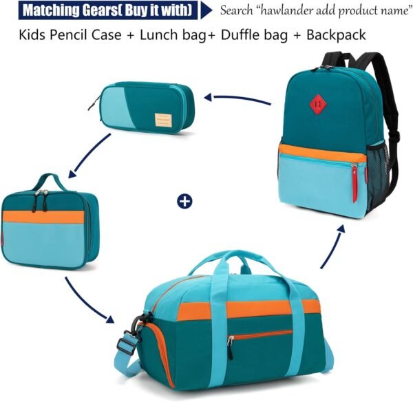 HawLander Little Kids Backpack for Boys Toddler School Bag Fits 3 to 6 years old, 15 inch, Blue Green - Image 6