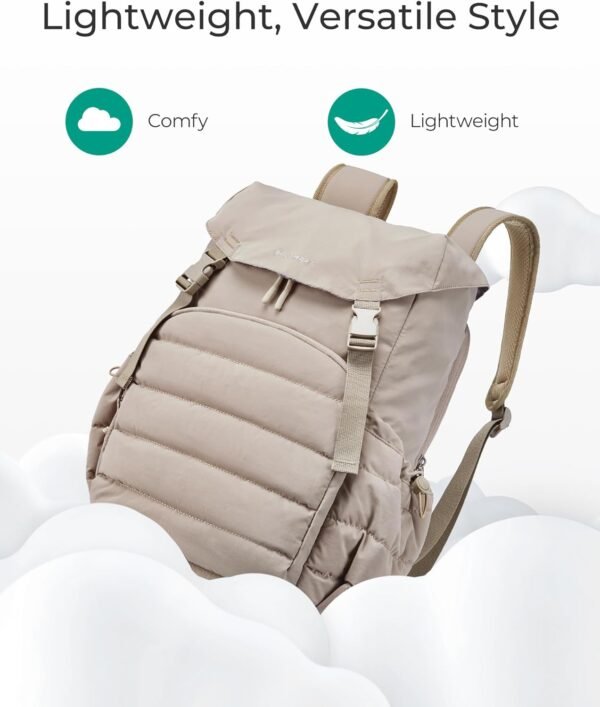 BAGSMART College Laptop Backpack, Large Opening Travel Backpack for Women,TSA Approved Personal Item, Outdoor Backpack for 15.6 Inch Laptop, Water-Resistant Casual Daypack, Beige - Image 4