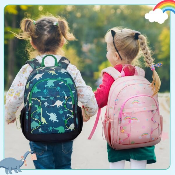 mommore Kids Backpack for Kindergarten Water Resistant Preschool Backpack Dinosaur Boys Bookbag Age 3-6 - Image 2